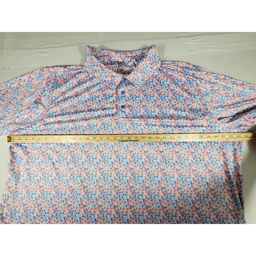 Reebok Speedwick Mens 5XL Polo Shirt Palm Tree Print Blue Orange DXGS25678 - Picture 4 of 9